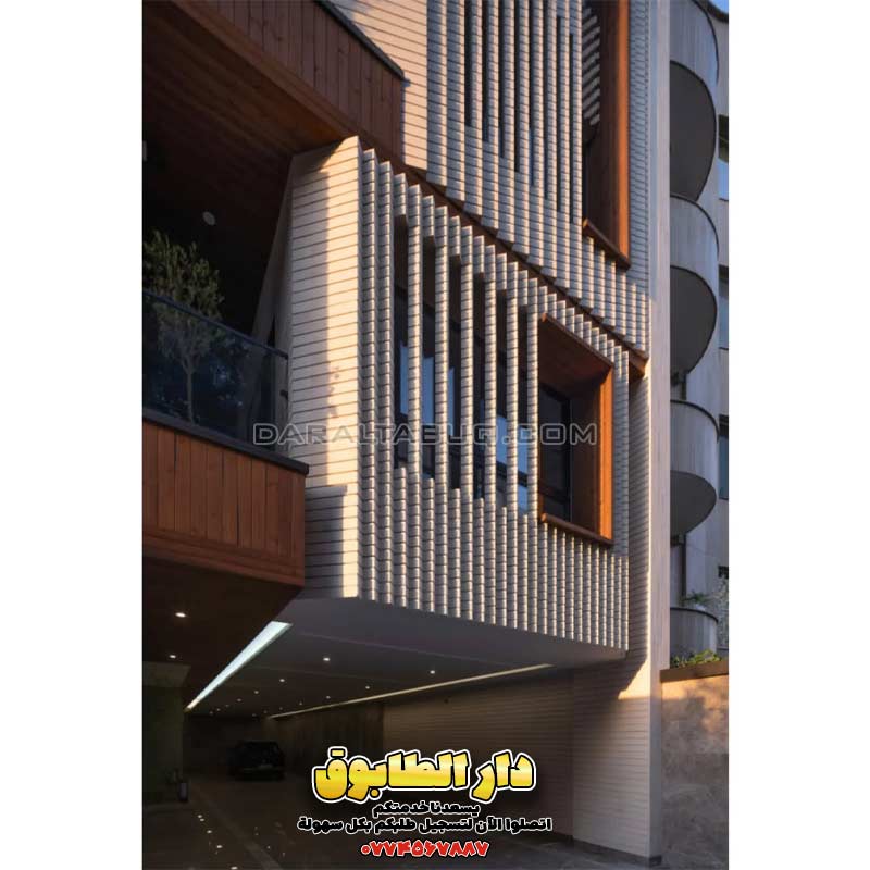 تصميم معماري فاخر، زخارف طابوق تراثية، واجهات طابوق فنية، افكار تصميم منزل بالطابوق، مشروع بيت تراثي
