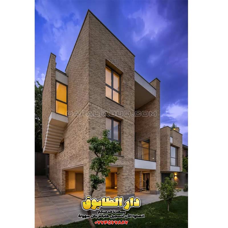 واجهات طابوق حديثة، تصميم فيلا بالطابوق، أفكار معمارية فاخرة