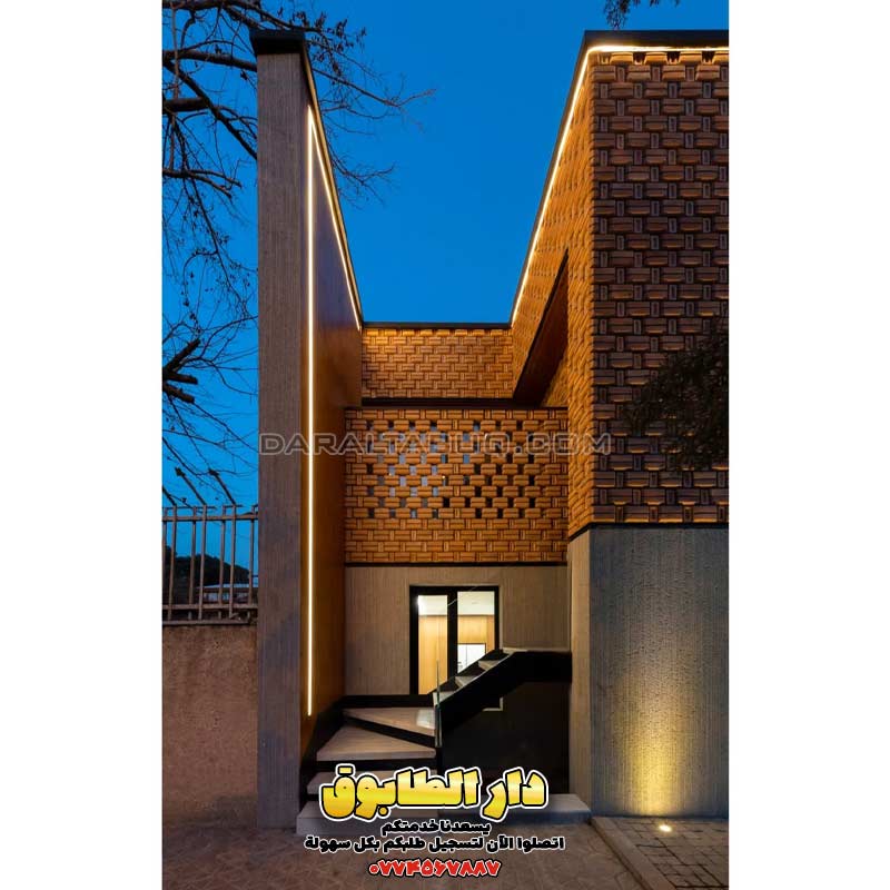 واجهات طابوق حديثة، تصميم تراس بالطابوق، أفكار معمارية فاخرة