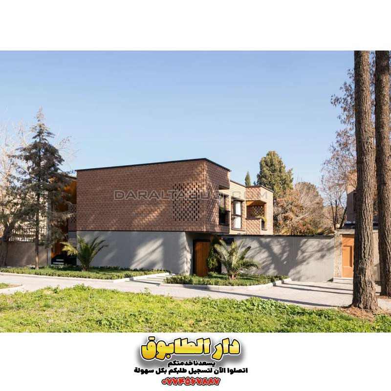 واجهات طابوق حديثة، تصميم تراس بالطابوق، أفكار معمارية فاخرة