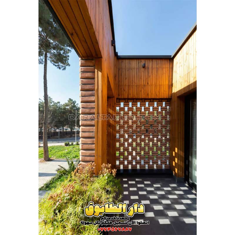 واجهات طابوق حديثة، تصميم تراس بالطابوق، أفكار معمارية فاخرة